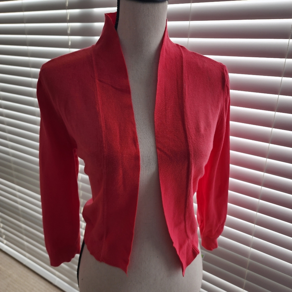 Size XL Ronnie Nicole Vibrant Coral Open-Front Cardigan